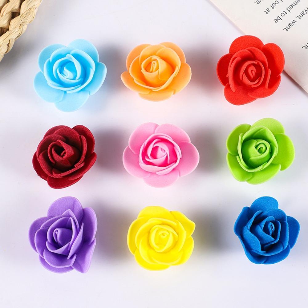 100/200Pcs Artificial Rose Flowers Heads 4cm Foam Fake Flowers For Home Room Decor Outdoor Garden Party Bride Wedding Decoration