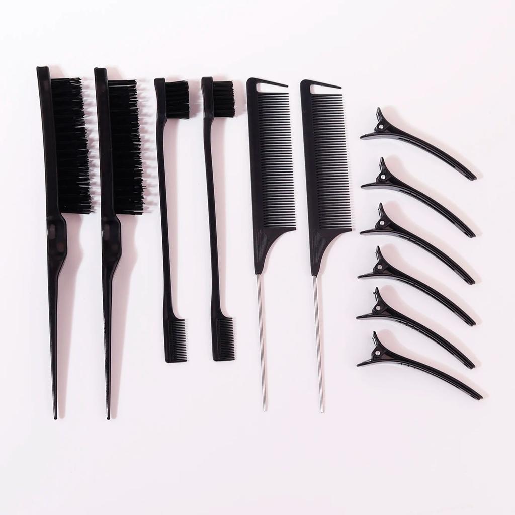 12pcs barber styling comb set, equipped with 6 styling clips, suitable for home hairdressing,special for real hair wigs