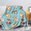 Shiba Inu Printed Blanket Cartoon Soft Warm Sherpa Fleece Blankets Throws for Bed Crib Couch 100x120cm Baby Girls Boys Kids Gift