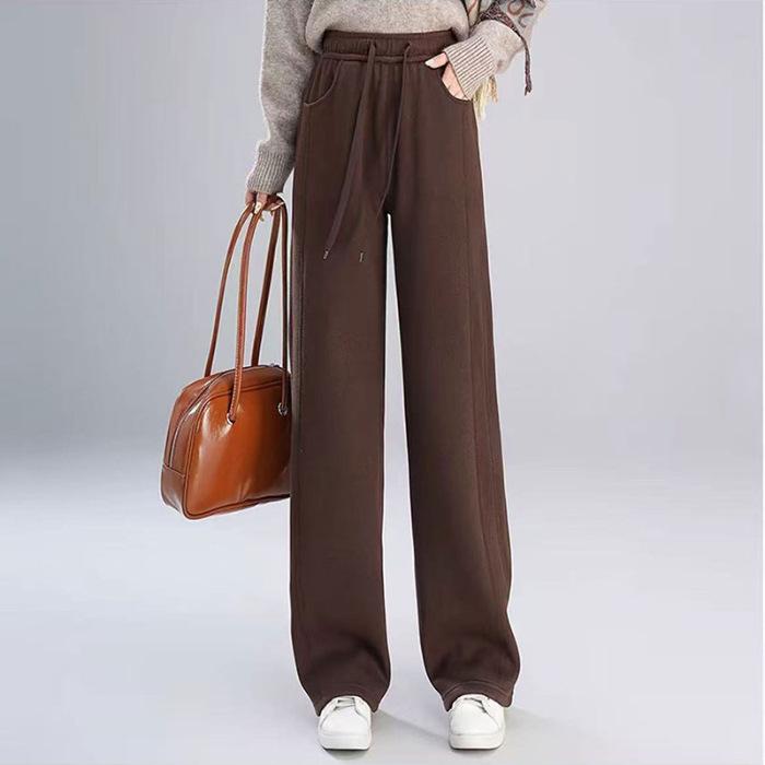

2025 Korean Style Winter Pants: Women s Loose Casual Straight-Narrow with Plus Velvet & Thickening L