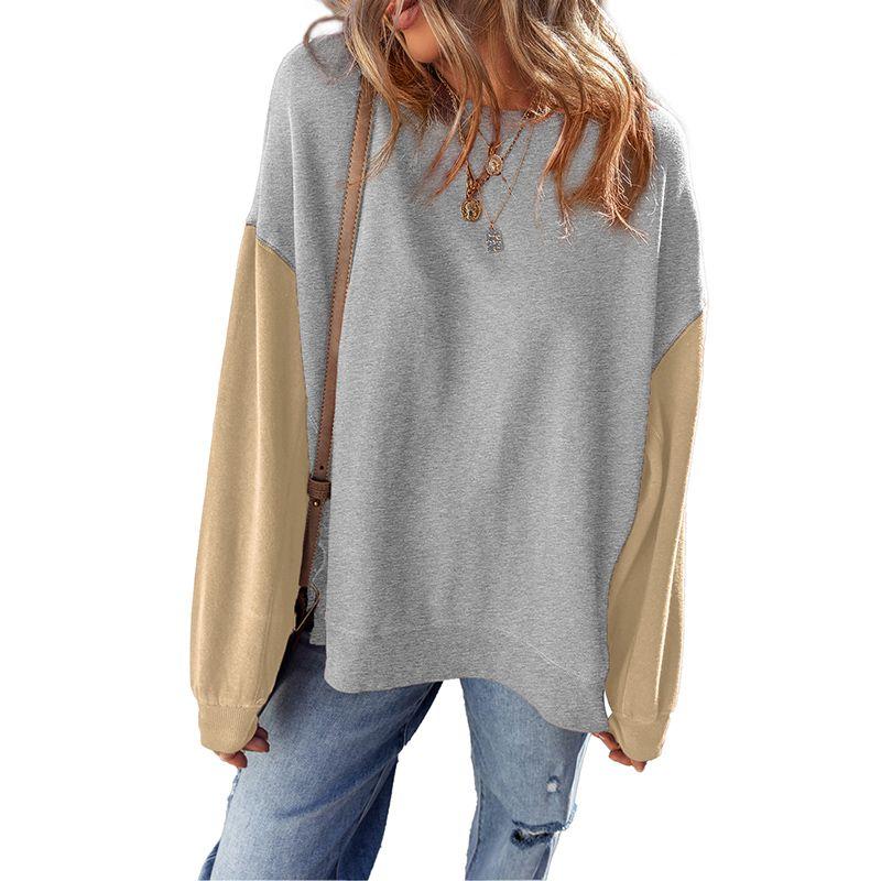 

Winter New Design Color Matching Hoodless Hoodie Women 2025 European and American Leisure Loose All-Match Long sleeve Top Women Gray P1011 2XL code fits (75.00 kg-82.50 kg