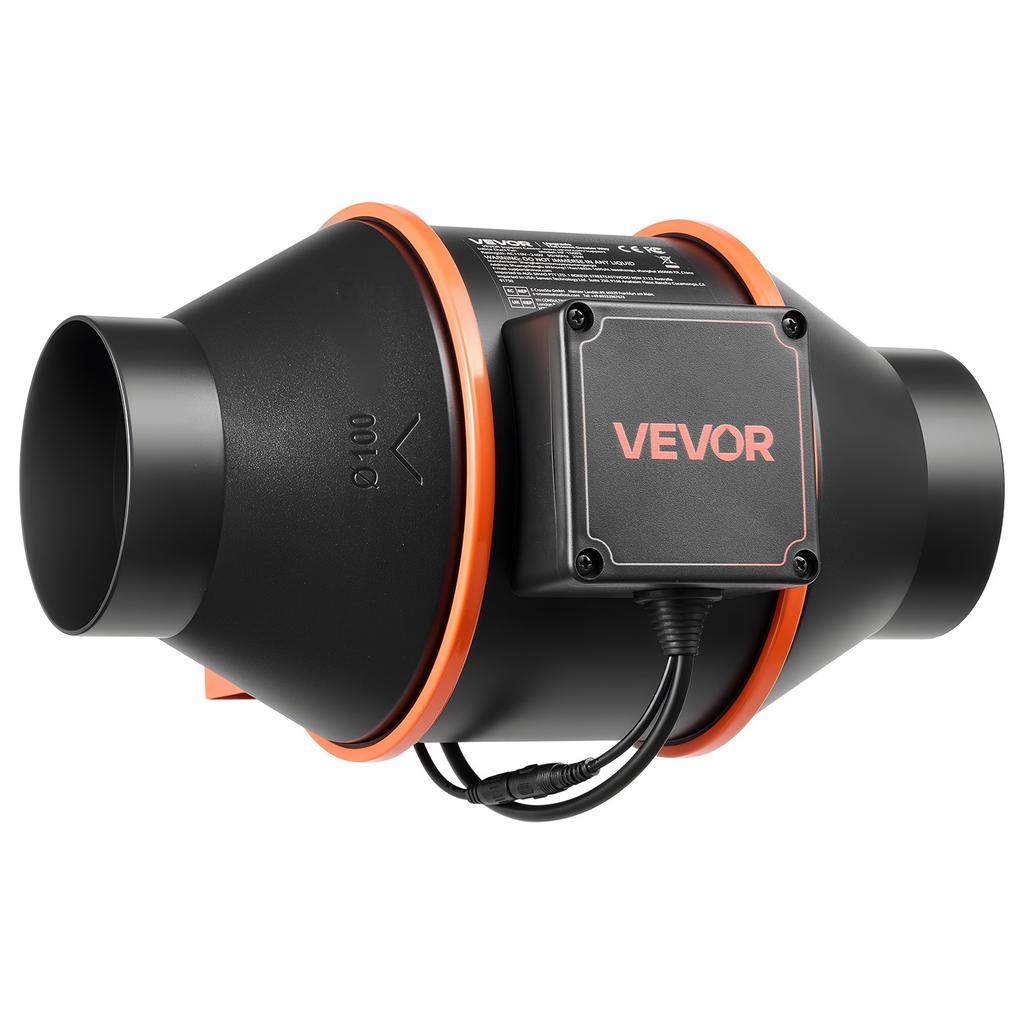 VEVOR Inline Duct Fan Kit Carbon Filter, 349 M³/h 101.6 Mm EC Motor Exhaust Ventilation Fan with 10-Speed, PWM Controller, App Control, Timer