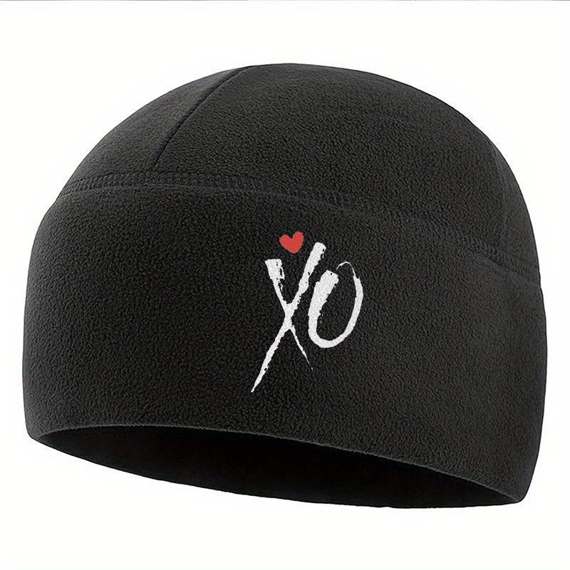 

White brushstrokes heart symbol embraces Unisex Women Unisex Beanie Pullover Cap Winter Thermal Hat Warm Christmas Outdoor Cycling