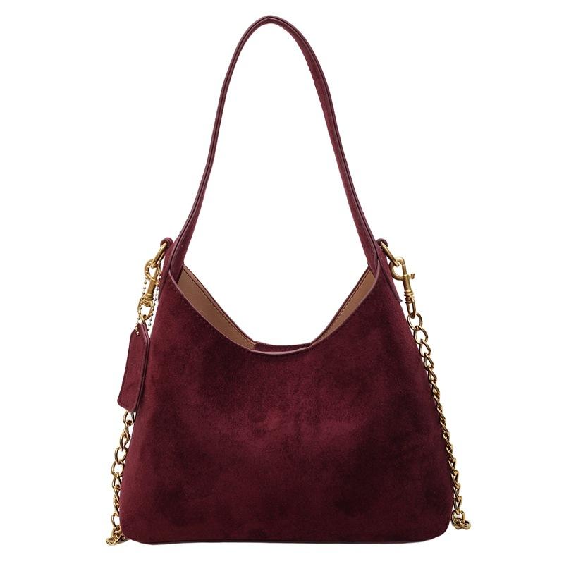 Suede bag women's autumn and winter niche chain messenger bag portable retro dumpling bag