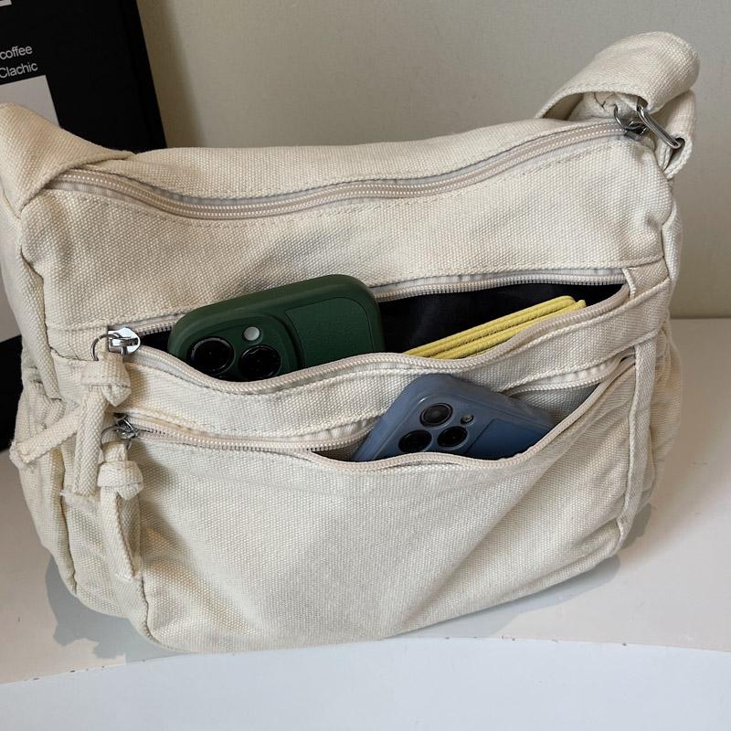 Płócienna torba damska o dużej pojemności na ramię, torba tote w stylu vintage, wielowarstwowa torba crossbody