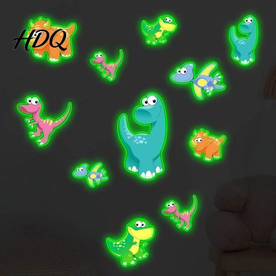 DIY Dinosaur Scene for Bedroom Wall Luminous Cartoon Sticker Self-Adhesive Decorative Waterproof PVC Murals Windows Decals Kids Room Nursery