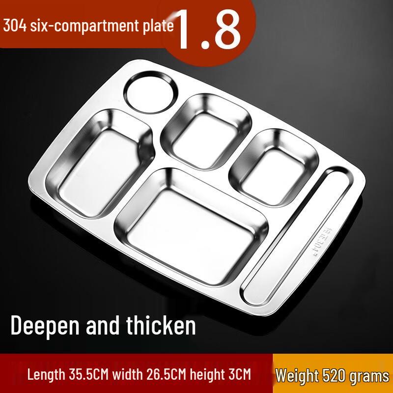 Molona 304 Stainless Steel 6-Compartment Lunch Trays (Set of 10)