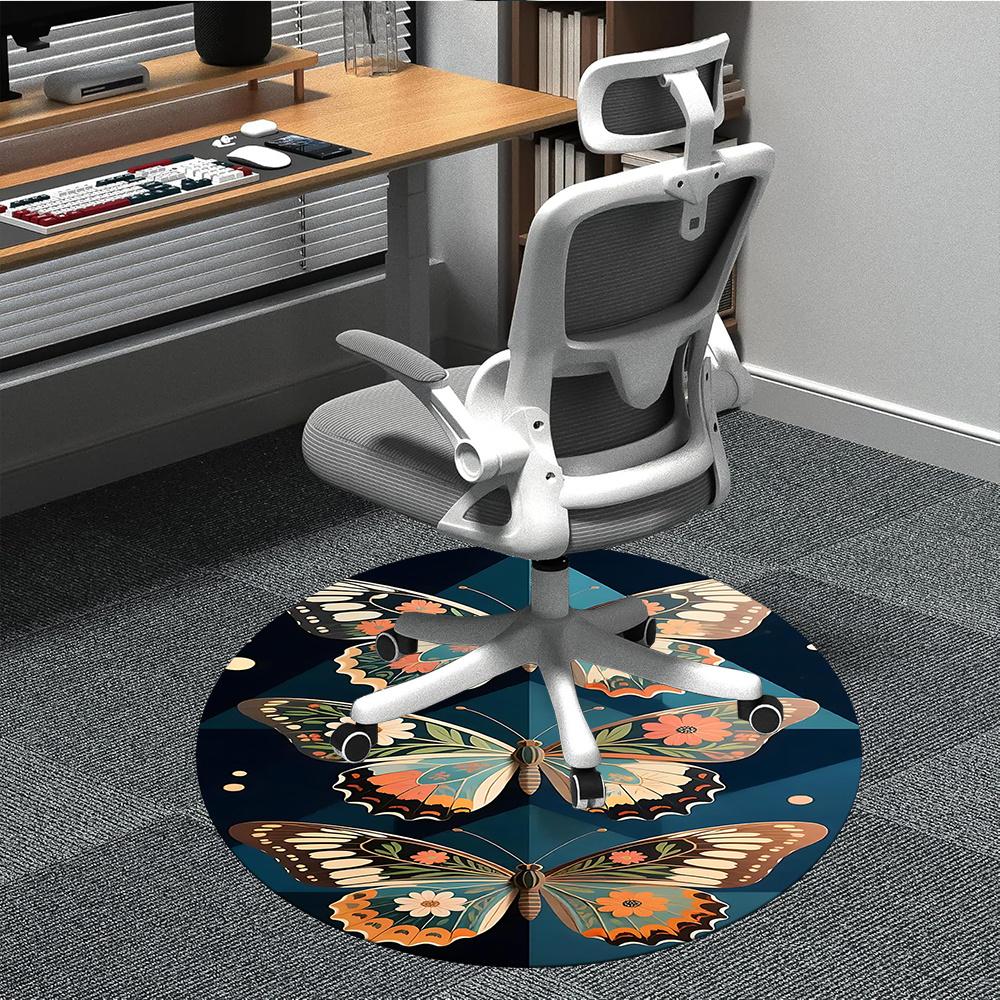 

1pcButterflies, Floral Office Round Area Rug, Indoor Mat Suitable ForOffice, Under Office Chairs Bedroom Living Room Home Decor, Room Deco 024 80cm by 80cm