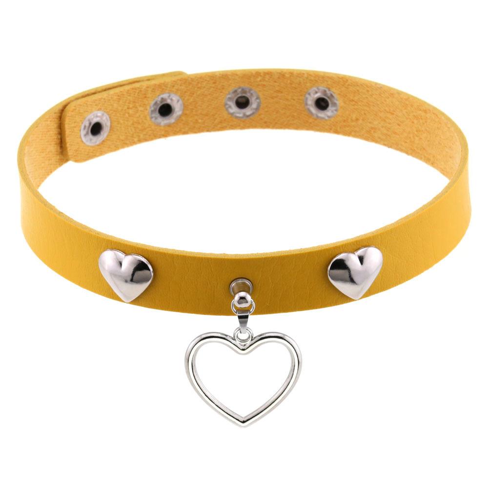 Punk Heart Rivet Choker, Heart Shape Rivet PU Leather Clavicle Neck Collar