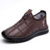 Men's New Winter Snow Boots, Plus Size Waterproof Slip-On Fleece Lined Thickened Cotton Boots, Warm Casual Shoes for Elderly Men
