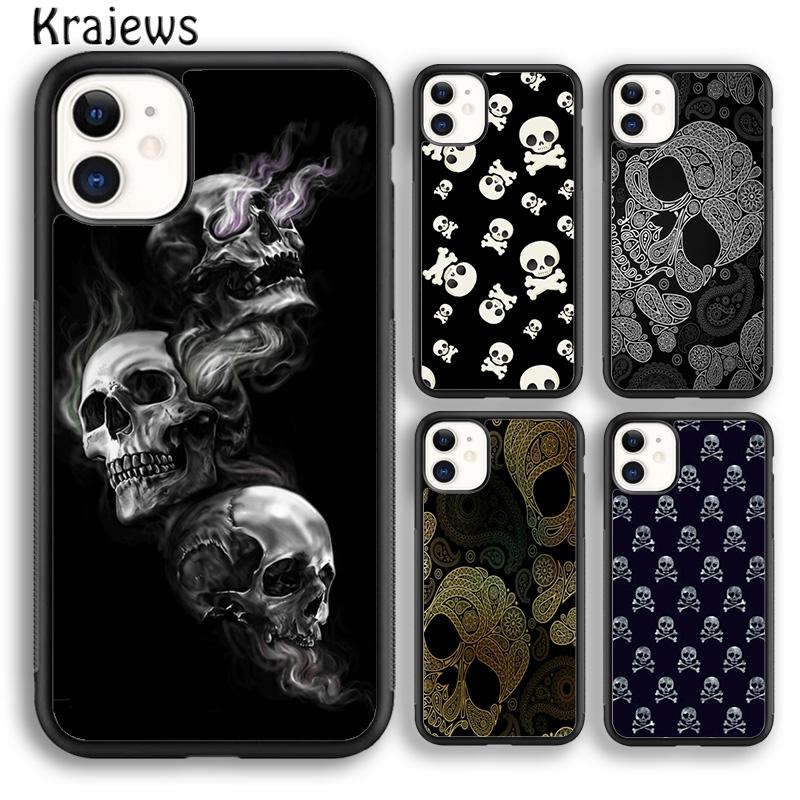 Krajews Skulls Bones Skeleton soft Phone Case Cover For iPhone 17 Air 16 15 14 plus 12 13 pro max coque Fundas