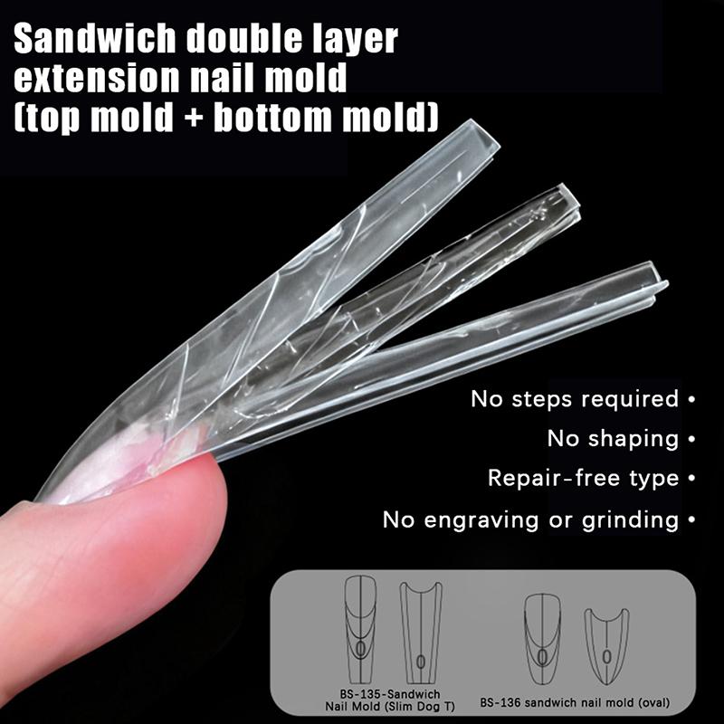 Sandwich Dual Nail Forms 240Pcs 15size Extensions-Dual Forms Coffin Almond Nail Forms Top Mold Bottom Mold