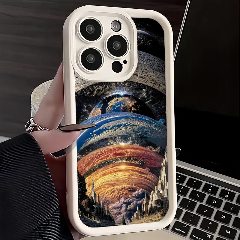 Phone Case for iPhone 17 Air 16E 15 16 Pro Max Earth Stars Space Universe Cover 14 Plus 13 12 Mini Soft Shell Silicone Fundas