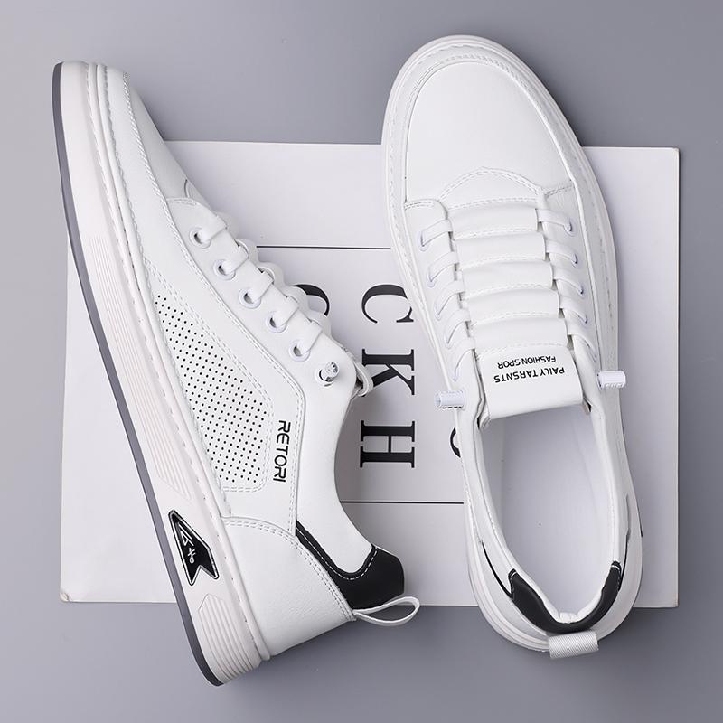 2025 New Leather Male Flats Handmade Casual Shoes Men's Lace Up Walking Shoes Outdoor Jogging Shoes Office Men's Skate Footwear