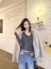 Korean Sweet Lace-Up Trim Long Sleeve Slimming T-Shirt for Women