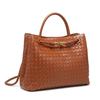 Handmade woven bag Metal butterfly buckle shoulder bag Large capacity handbag Crossbody