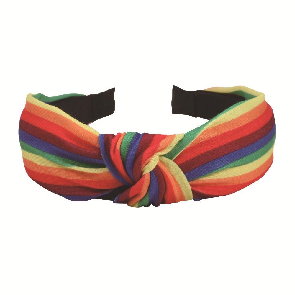 2Pcs Elegant Rainbow Striped Hair Hoop Festive Party Hair Accessory  For Celebrations and Events
