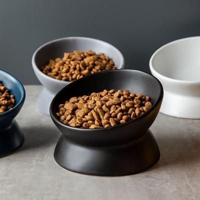 Oblique High Feet Cat Bowl Protect The Cervical Solid Color Ceramic Pet Bowl Nordic Style Minimalist Dog Bowl