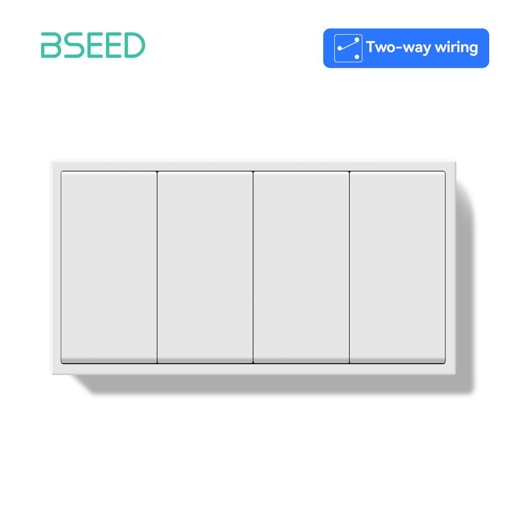 BSEED 1/2Gang Mechanical Button Light Switch 1/2Way Wall Switches Plus French Sockets Power Outlets Plastic Panels White Series