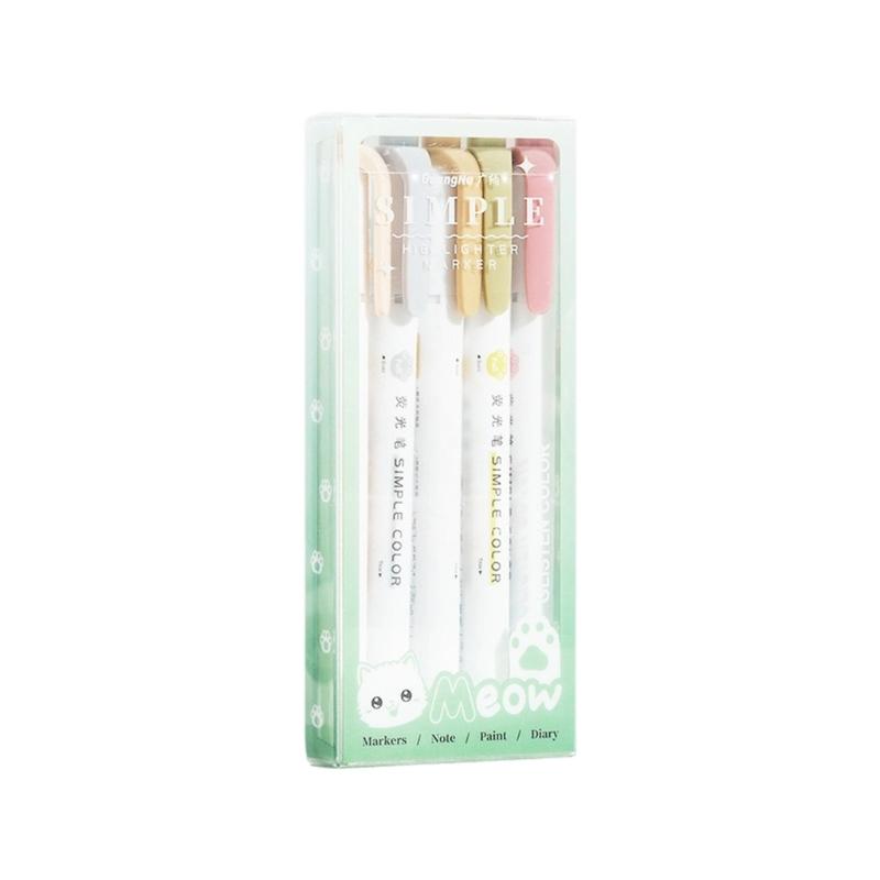 Double Ended Fluorescent Markers Gentle Color Designs Reduces Eye Strain Smooth Writing for School Office Supplies