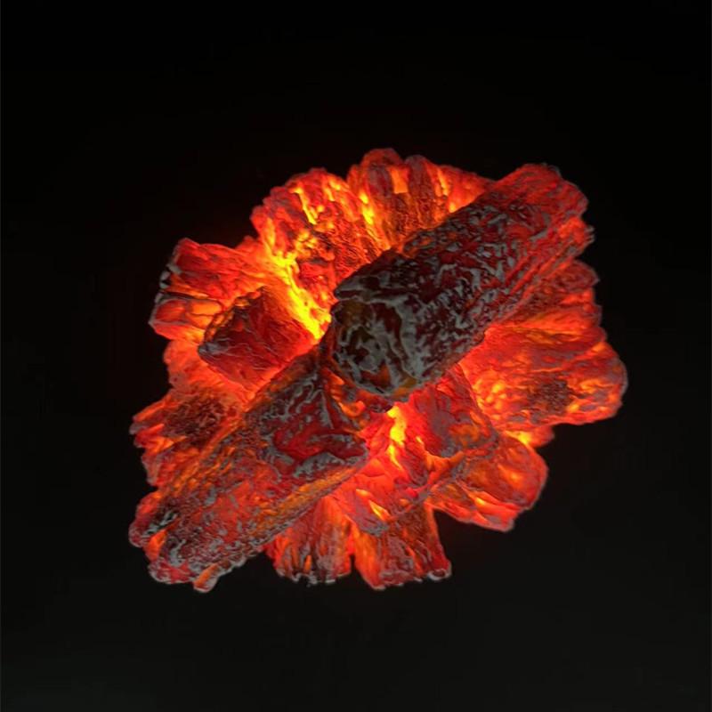 LED Resin Charcoal Flame Light: Modern Minimalist Battery-Operated Ornament & Christmas Gift Props