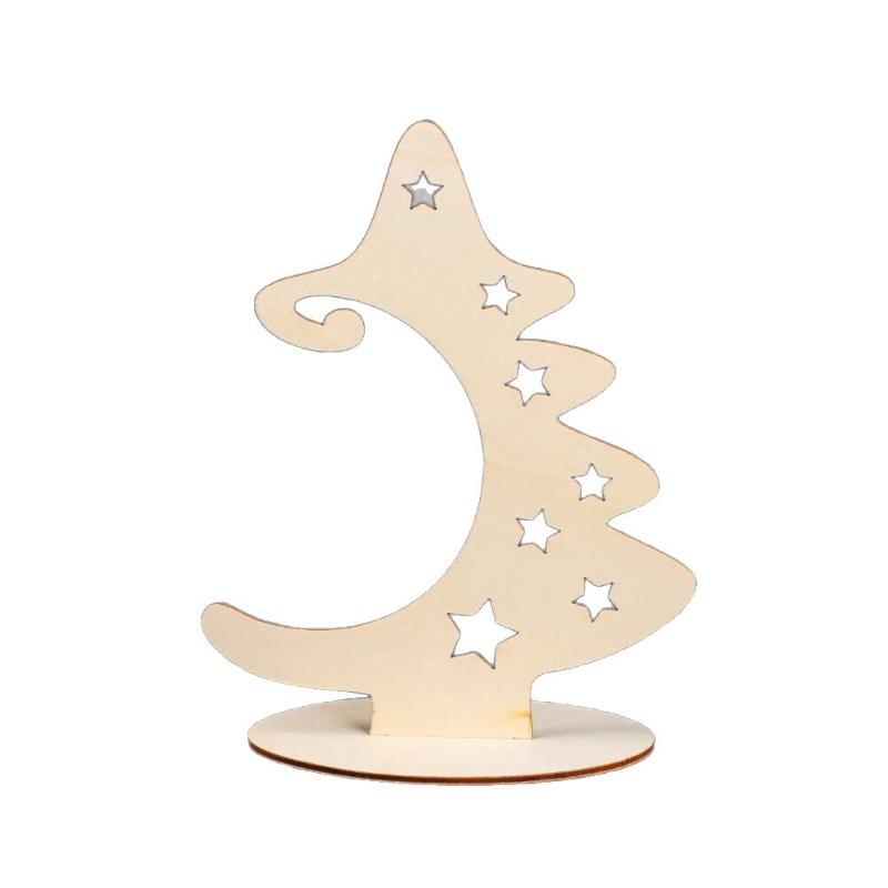 Wood Slices with Stand Natural Unfinished Christmas Wooden Tree Star Crafts for Christmas Ornaments