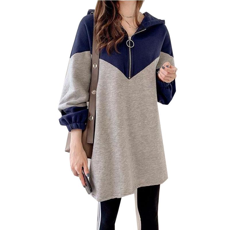 Hooded Maternity Dress: Long Sleeve Mid-Length Plus Size for Autumn & Winter