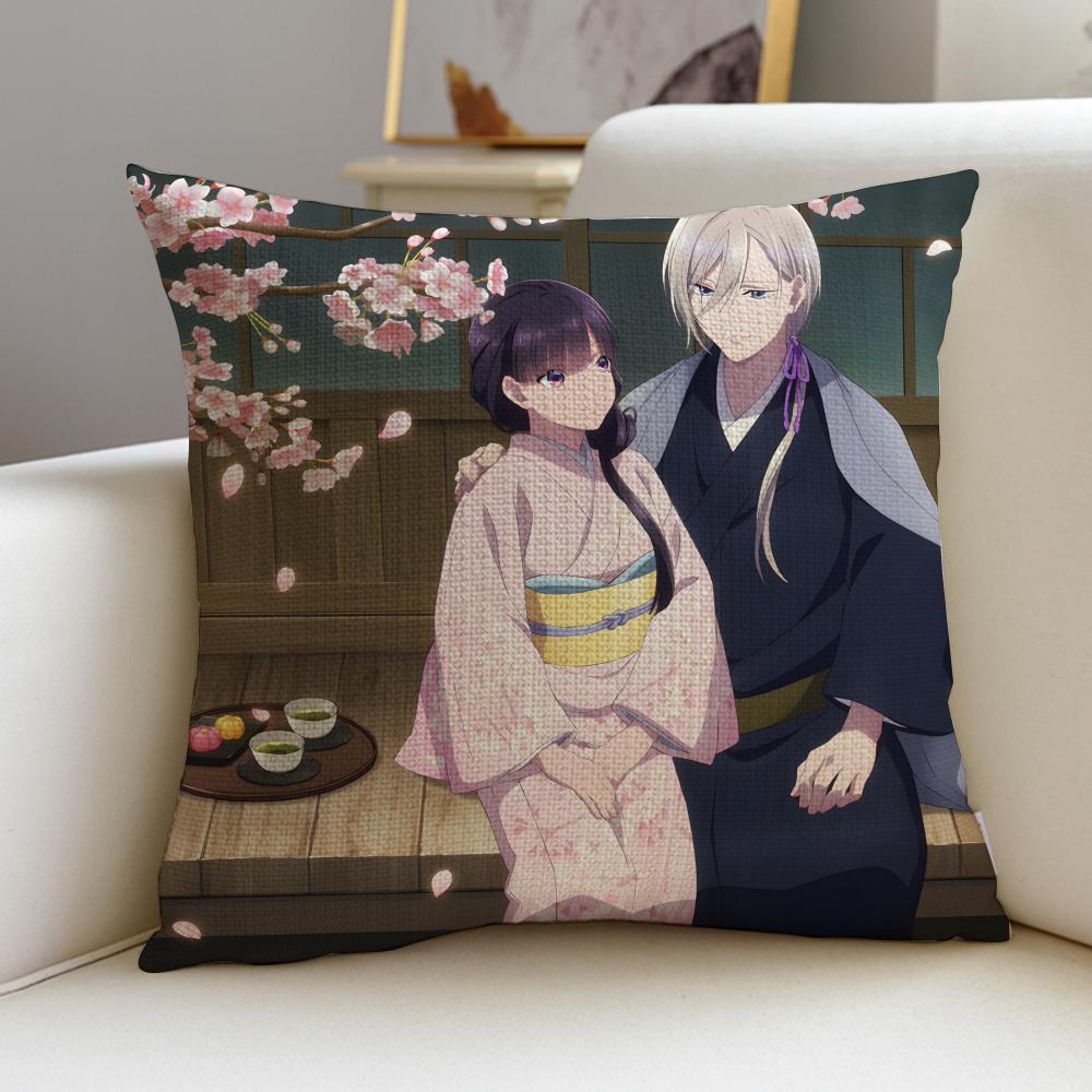 Sweet MMy Happy MarriageS Cushion Cover Breathable and skinfriendly linen pillowcase square removable and washable cushion