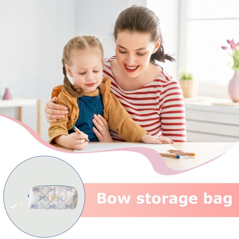 Bow Makeup Bag Multifunctional Cosmetic Organization Portable Bow Pencil Case Colorful Travel Toiletry Bags for Home School