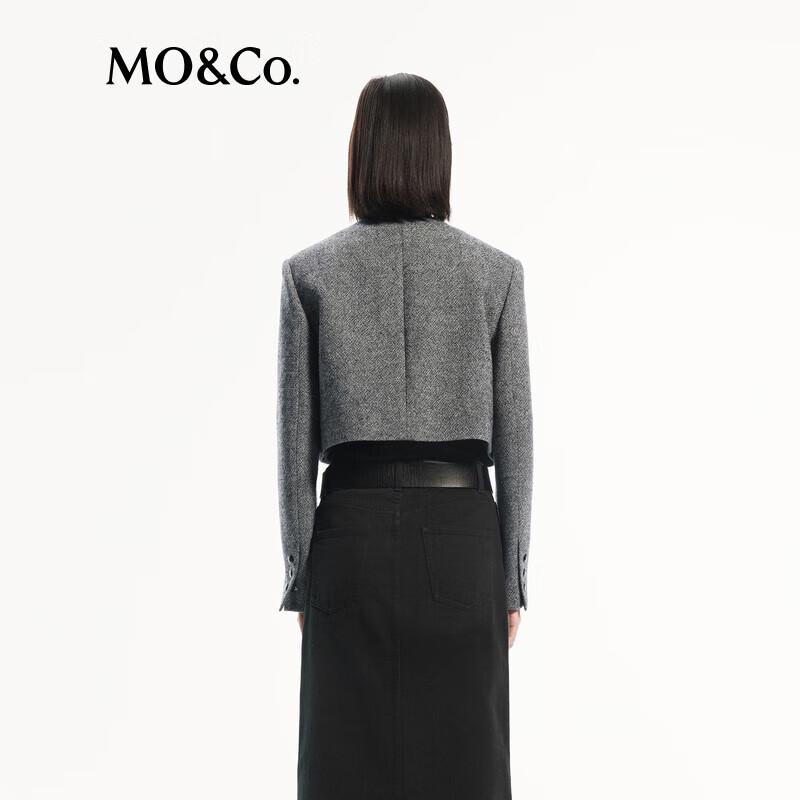 MO&Co. 2024 Autumn Merino Wool Blend Collarless Boxy Jacket