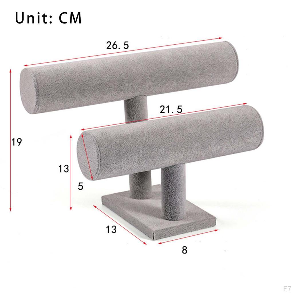 Bracelet Display Stand Bangle Organizer, Burlap Bar 2 Tier Jewelry for Storage Store