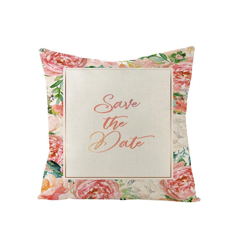 Valentine's Day Pillowcase Floral Series Square Polyester Pillowcase Home Cushion Cover