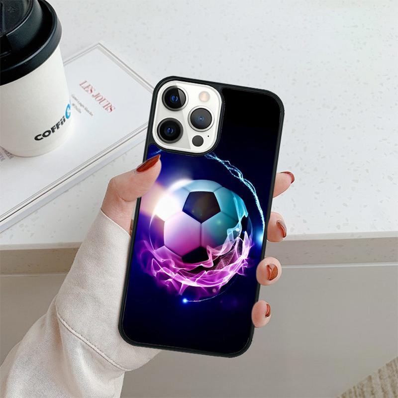 Fire Football Soccer ball Phone Case For iPhone 17 Air 16 pro max 15 14 plus 12 13 Shell Cover coque