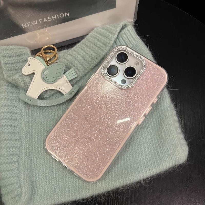 Bling Diamond Camera Protection Phone Case For iPhone 16 15 14 13 12 Pro Max 11 Shockproof Acrylic Glitter Hard Back Cover