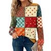 Women's Plaid Print Round Neck Long Sleeve Casual Loose Top
