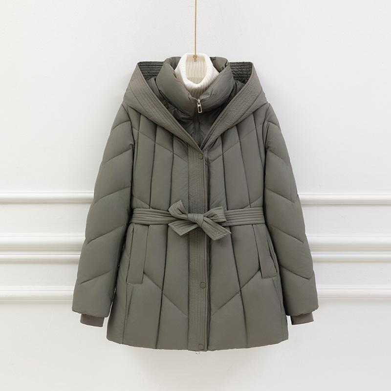 

Women s new hooded cold lightweight thickened padded fluffy warm loose high-quality fabric leisure sports cotton clothing XXL сірий колір