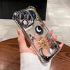 Retro Sun Star Pattern Electroplate AntiDrop Phone Case For iPhone 16 Pro Max 15 14 Plus 13 12 11 17 Air 16E Transparent Cover