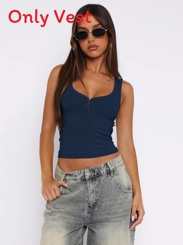 American Sexy Girl Low U Neck Sleeveless Top With Ribbed Fabric For Summer Party Wear