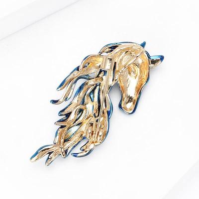 Luxury Versatile Rhinestone Horse Head Brooches For Women Animal Pins Fashion Casual Party Jewelry Gifts Decoration Accessories