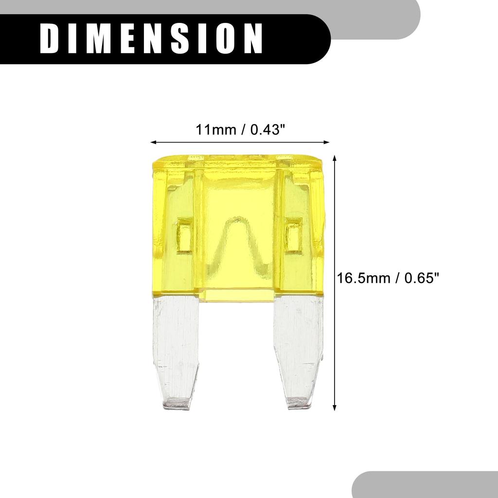 Partuto Set of 5 Mini 20AMP APM/ATM Universal Car Fuse Style Fuse Short