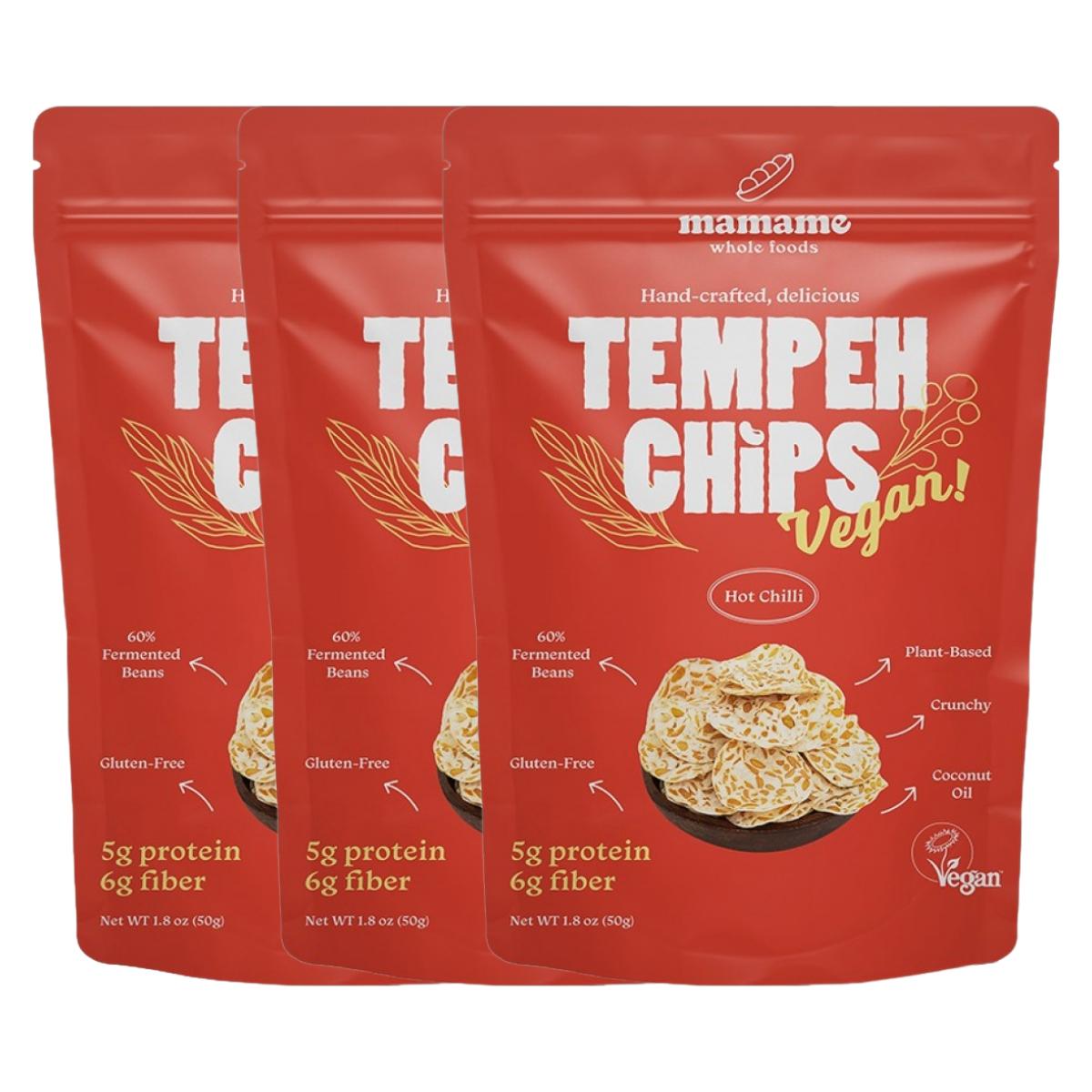 Seoul Pantry Mamame Tempeh Chips Hot Chili Crispy Savory Snack 50G X 3 Pack