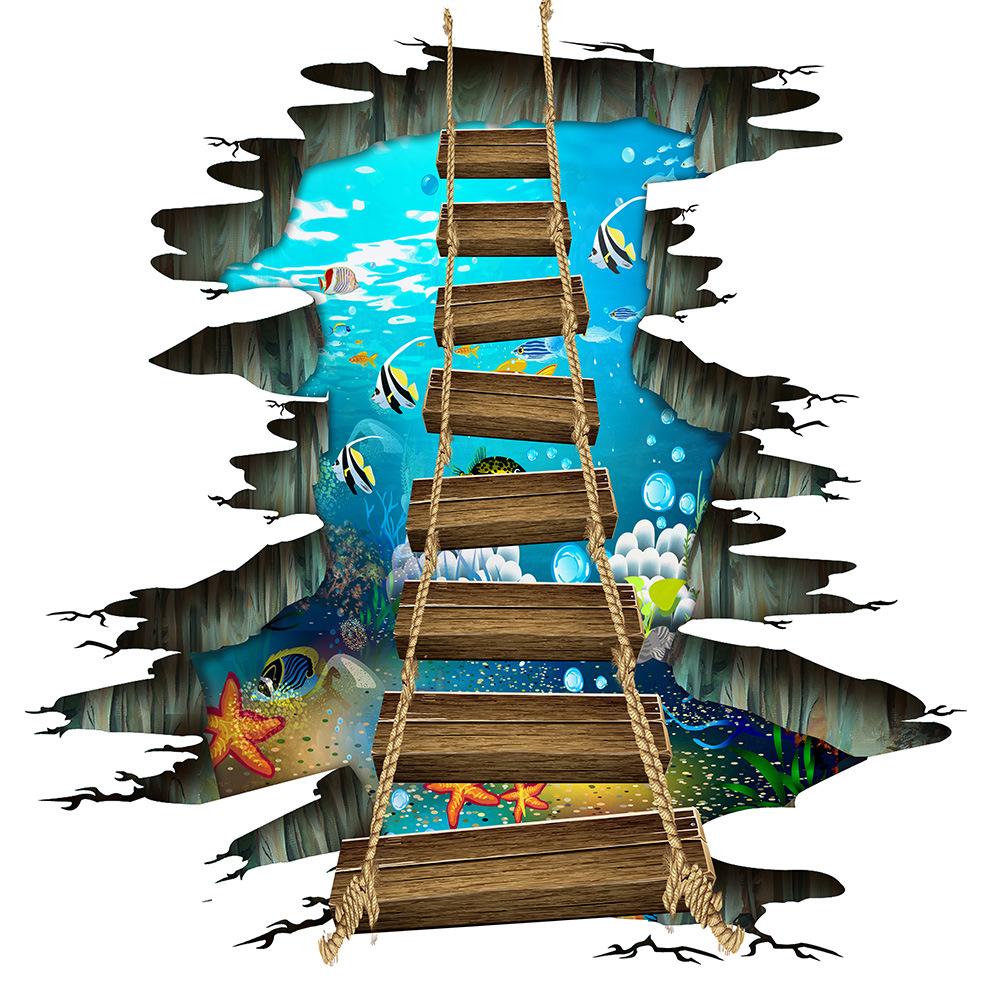 3D Bridge Floor Sticker: Multiple Styles for Living Room, Mall, Square, Amusement Park - Removable Decorative Art KS6627