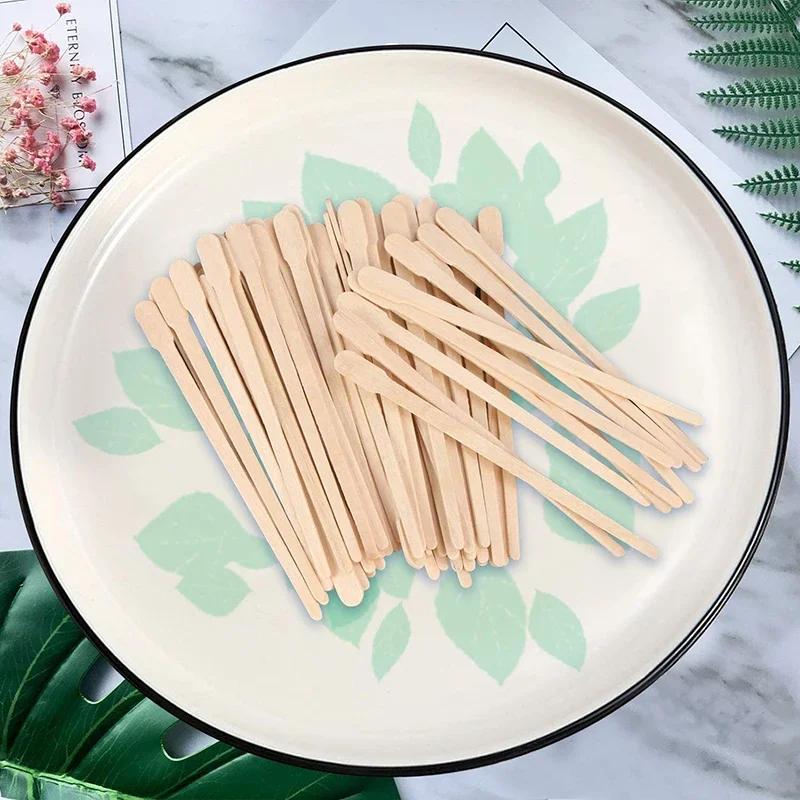 100Pcs Body Hair Removal Sticks Eyebrow Wax Sticks Wooden Waxing Spatulas Mini Eyebrow Waxing Spatulas Small Wooden Wiping Bar