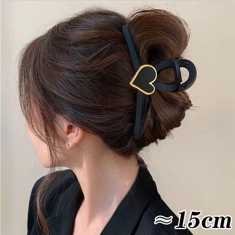 15cm Svart Oversized Hårklemme: High-End Matt Hårklype for Voluminøse Frisyrer