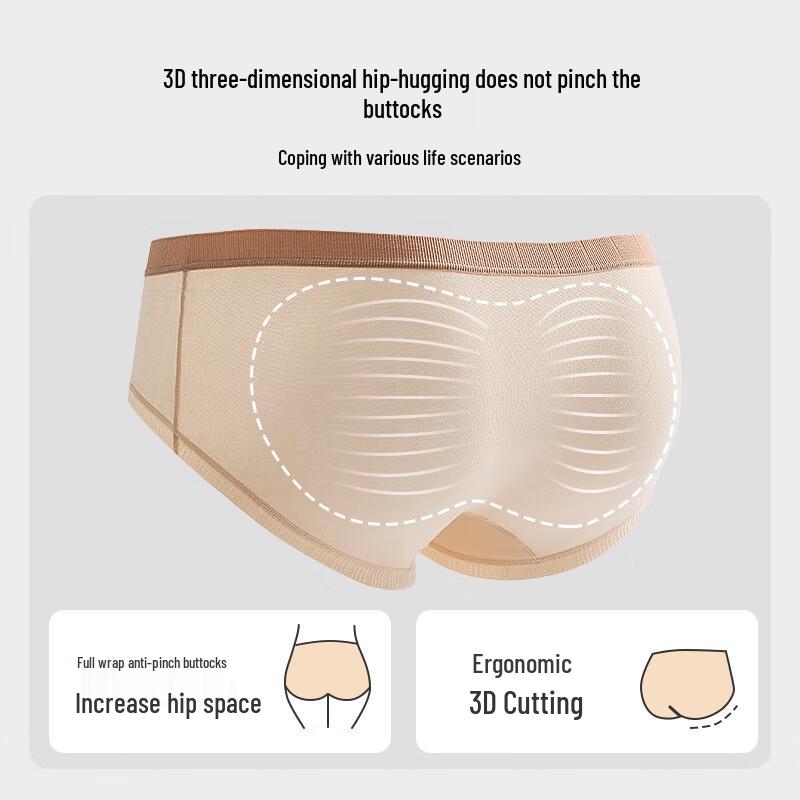Audifen Women's 100% Cotton Crotch Antibacterial Mid-Waist Briefs 4-Pack