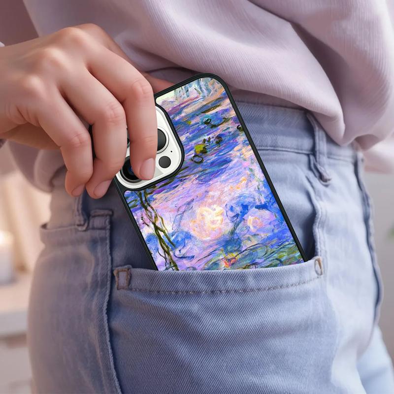 Monet Garden Lotus Phone Case For iPhone 17 Air 15 16e 14 13 Pro Max Coque 12 11 Pro Max PLUS cover