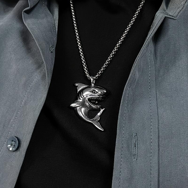 European and American Trend Fierce Great White Shark Fashion Punk Style Men's Jewelry Necklace Pendant