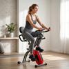 3-In-1 Folding Exercise Bike with Resistance Bands, Bluetooth App, 8-Level Magnetic Resistance, LCD Display, Red