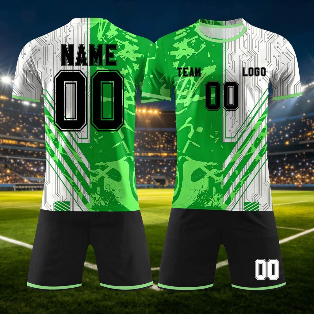 Conjunto Deportivo Personalizado de Dos Piezas DIY con Camiseta de Manga Corta y Pantalones Cortos para Uniformes de Equipo y Estampación Personalizada