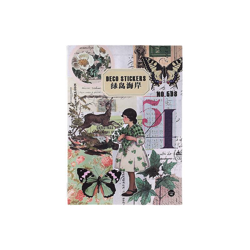 20 de coli Vintage PET Sticker Book Diy Jurnal Fluture INS Album Scrapbooking Retro Flower Material Hârtie Autocolante decorative